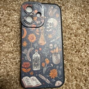 Floral and Skull Pattern Phone Case